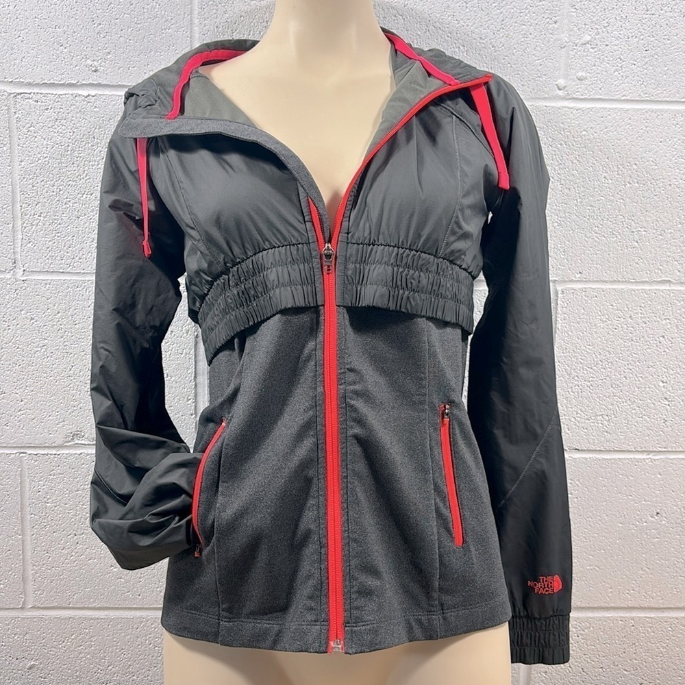 The north face, gray and hot pink windbreaker​​​​​​​